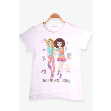 Breeze Ekru 8-12 Yaş Dostluk Temalı Kız Çocuk T-shirt