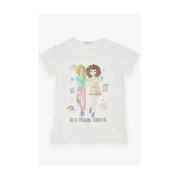Breeze Ekru 8-12 Yaş Dostluk Temalı Kız Çocuk T-shirt