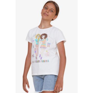Breeze Ekru 8-12 Yaş Dostluk Temalı Kız Çocuk T-shirt