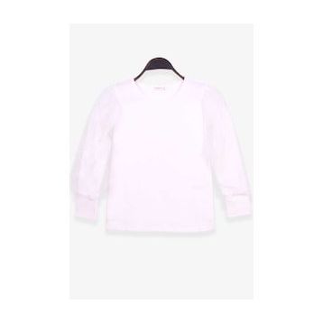 Breeze Ekru 8-12 Yaş Kolları Tül Detaylı Kız Çocuk T-shirt