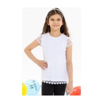 Breeze Ekru 8-14 Çiçek Nakışlı Yaş Kız Çocuk T-shirt