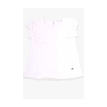 Breeze Fırfırlı Güpürlü Ekru 3-8 Yaş Kız Çocuk Tişört