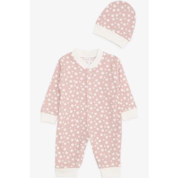 Breeze KBTS499.4 Pembe Puantiye Desenli Kız Bebek Tulum