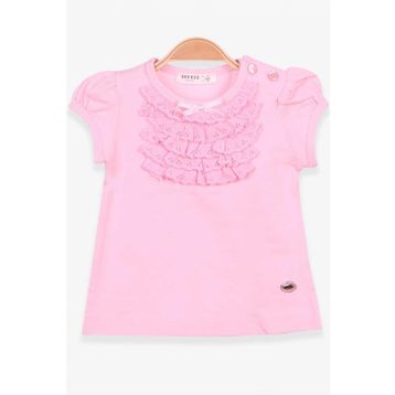 Breeze Pembe 9 Ay-8 Yaş Güpürlü Kız Çocuk T-shirt
