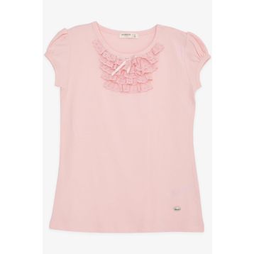 Breeze Pembe 9 Ay-8 Yaş Güpürlü Kız Çocuk T-shirt