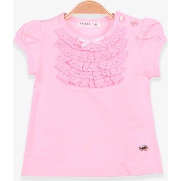 Breeze Pembe 9 Ay-8 Yaş Güpürlü Kız Çocuk T-shirt