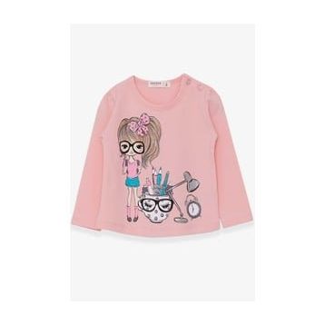 Breeze Pudra 1-4 Yaş Ressam Baskılı Kız Çocuk Uzun Kollu T-shirt