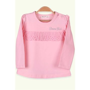 Breeze Pudra 1-4 Yaş Uzun Kollu Güpürlü Kız Çocuk T-shirt