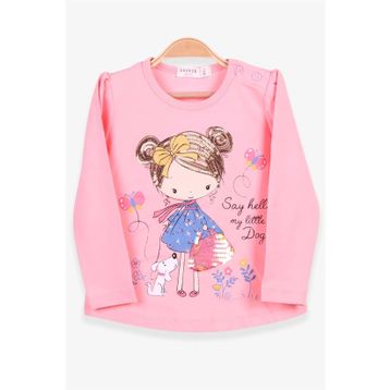 Breeze Pudra 1.5-5 Yaş Uzun Kollu Cepli Tavşancık Baskılı Kız Çocuk T-shirt