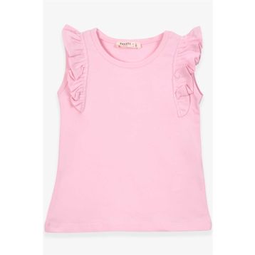 Breeze Pudra 3-7 Yaş Kolları Fırfırlı Kız Çocuk T-shirt