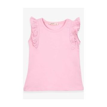 Breeze Pudra 3-7 Yaş Kolları Fırfırlı Kız Çocuk T-shirt