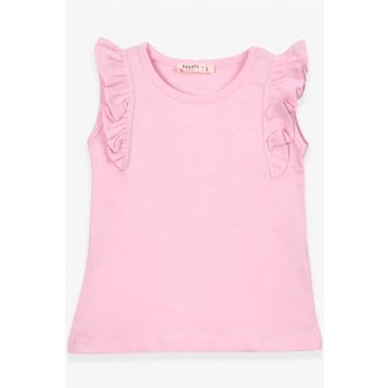 Breeze Pudra 3-7 Yaş Kolları Fırfırlı Kız Çocuk T-shirt