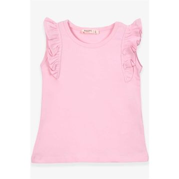 Breeze Pudra 3-7 Yaş Kolları Fırfırlı Kız Çocuk T-shirt