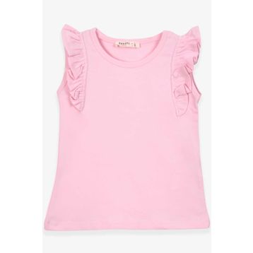 Breeze Pudra 3-7 Yaş Kolları Fırfırlı Kız Çocuk T-shirt