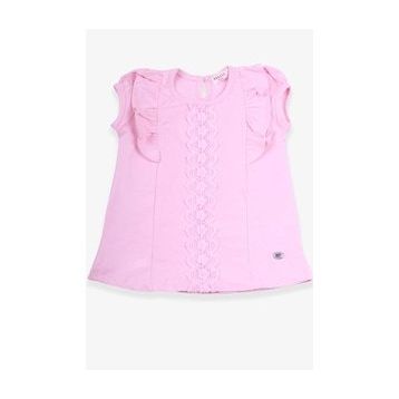 Breeze Pudra 3-8 Yaş Fırfırlı Güpürlü Kız Çocuk T-shirt