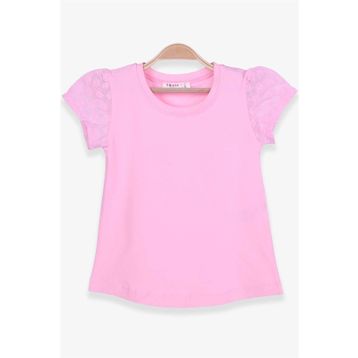 Breeze Pudra 3-8 Yaş Kolları Fistolu Kız Çocuk T-shirt
