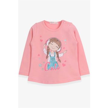 Breeze Somon 1-4 Yaş Uzun Kollu Sevimli Baskılı Kız Çocuk T-shirt