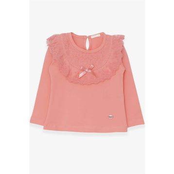 Breeze Somon 1.5-5 Yaş Uzun Kollu Fiyonklu Güpürlü Kız Çocuk T-shirt