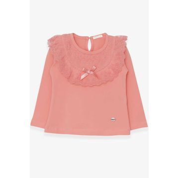 Breeze Somon 1.5-5 Yaş Uzun Kollu Fiyonklu Güpürlü Kız Çocuk T-shirt
