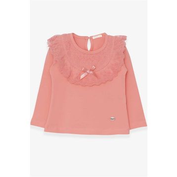 Breeze Somon 1.5-5 Yaş Uzun Kollu Fiyonklu Güpürlü Kız Çocuk T-shirt