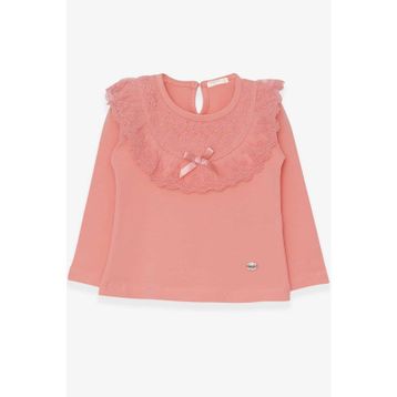 Breeze Somon 1.5-5 Yaş Uzun Kollu Fiyonklu Güpürlü Kız Çocuk T-shirt