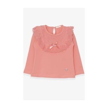 Breeze Somon 1.5-5 Yaş Uzun Kollu Fiyonklu Güpürlü Kız Çocuk T-shirt