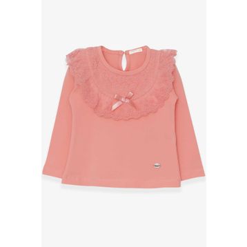 Breeze Somon 1.5-5 Yaş Uzun Kollu Fiyonklu Güpürlü Kız Çocuk T-shirt
