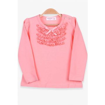 Breeze Somon 6 Ay-8 Yaş Uzun Kollu Güpürlü Fiyonklu Kız Bebek T-shirt