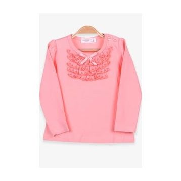 Breeze Somon 6 Ay-8 Yaş Uzun Kollu Güpürlü Fiyonklu Kız Bebek T-shirt