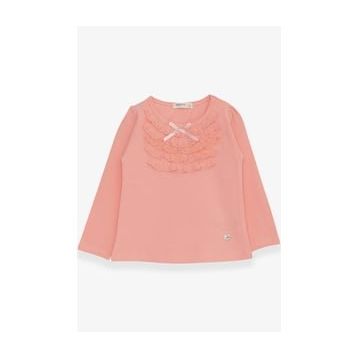 Breeze Somon 6 Ay-8 Yaş Uzun Kollu Güpürlü Fiyonklu Kız Bebek T-shirt