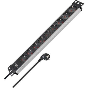 Brennenstuhl Alu-Line Serisi 19 inç 19.500 MAH Akım Korumalı 2 mt Alüminyum Gövdeli 8 Soketli Gri Siyah Uzatma Kablosu