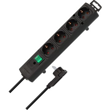 Brennenstuhl Hugo Serisi 4 Soketli 2 mt 19.500 MAH Siyah Akım Korumalı Priz Uzatma Kablosu