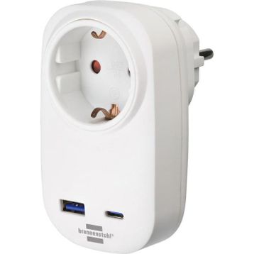 Brennenstuhl Premium Serisi Tek Soketli 1 Type-C 1 USB 18W Hızlı Şarj Özellikli Şarj Korumalı Priz