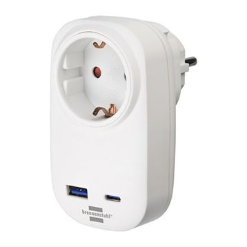 Brennenstuhl Premium Serisi Tek Soketli 1 Type-C 1 USB 18W Hızlı Şarj Özellikli Şarj Korumalı Priz