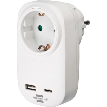 Brennenstuhl Premium Serisi Tek Soketli 1 Type-C 1 USB 18W Hızlı Şarj Özellikli Şarj Korumalı Priz