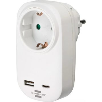 Brennenstuhl Premium Serisi Tek Soketli 1 Type-C 1 USB 18W Hızlı Şarj Özellikli Şarj Korumalı Priz