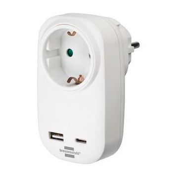 Brennenstuhl Premium Serisi Tek Soketli 1 Type-C 1 USB 18W Hızlı Şarj Özellikli Şarj Korumalı Priz