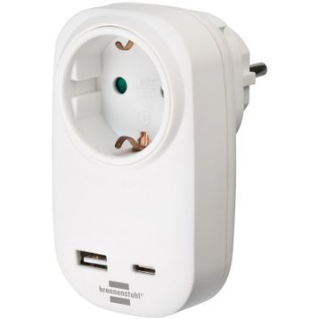 Brennenstuhl Premium Serisi Tek Soketli 1 Type-C 1 USB 18W Hızlı Şarj Özellikli Şarj Korumalı Priz