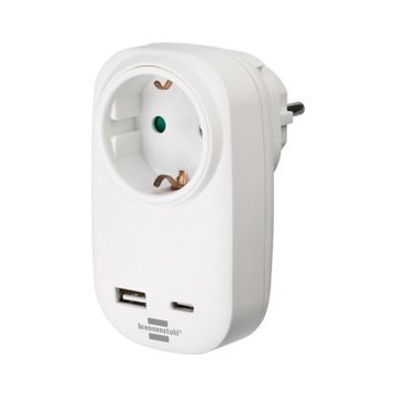 Brennenstuhl Premium Serisi Tek Soketli 1 Type-C 1 USB 18W Hızlı Şarj Özellikli Şarj Korumalı Priz