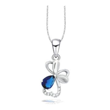 Brezza Lusso Diamond Serisi Safir Damla Kalp Çiçek Gümüş Kadın Kolye