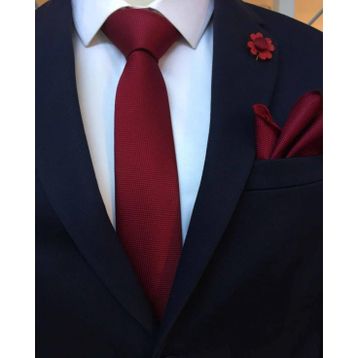Brianze KMC-1 Bordo Kravat Mendil Yaka Çiçeği Set