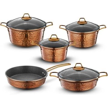 Brioni Copper 9 Parça Bakır Tencere Seti