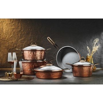 Brioni Copper 9 Parça Bakır Tencere Seti