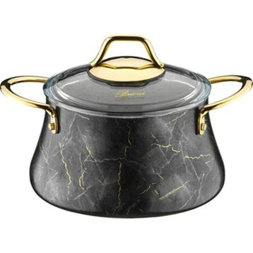Brioni Marble 7 Parça Siyah Tencere Seti