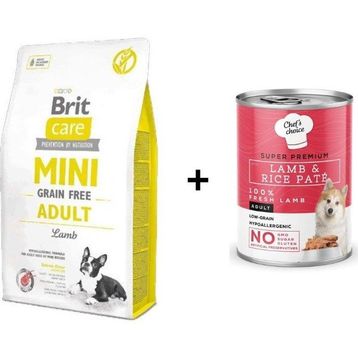 Brit Care 2 kg Kuzu Etli Tahılsız Küçük Irk Köpek Maması +400 gr Chefs Choice Kuzulu Pirinçli Ezme Yetişkin Köpek Konseve Maması