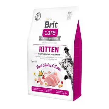 Brit Care Kitten Healthy Gowth Development Yavru Hamile Emziren Kediler Tahılsız Hipoalerjenik Taze Tavuk Etli Hindi Etli 2 kg Kuru Kedi Mama