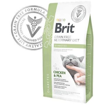 Brit Veterinary Diets Diabetes 2 kg+Temizlik Mendili Tahılsız Tavuk Bezelye Kedi Maması