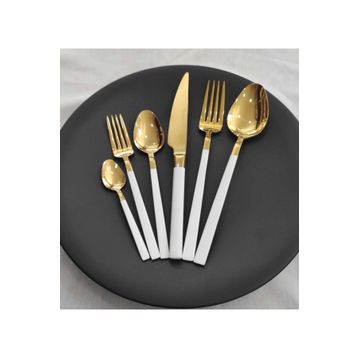 Brondoff Stayle 36 Parça Beyaz Gold Çatal Kaşık Bıçak Takımı