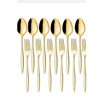 Brondoff Tek Kişilik Carmen Titanyum Gold 6 Parça Çatal Kaşık Bıçak Seti