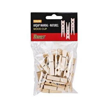 Brons BR-906 Küçük Natural Ahşap Mandal